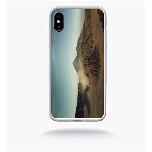 Coque montagne avec volcans desert compatible apple iphone x bord transparent