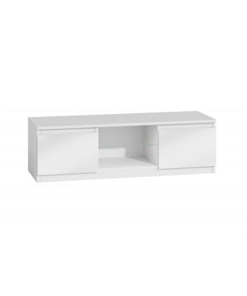 TIVOLI - Meuble bas TV contemporain salon 2 niches/2portes blanc
