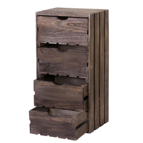 Commode MENDLER HWC-C62, 4 tiroirs, 70x32x26cm brun shabby