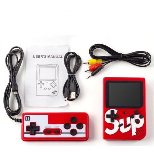 Console de jeux Portable Rétro Classic 3 pouces avec manette - 400 jeux Classiques - Rouge