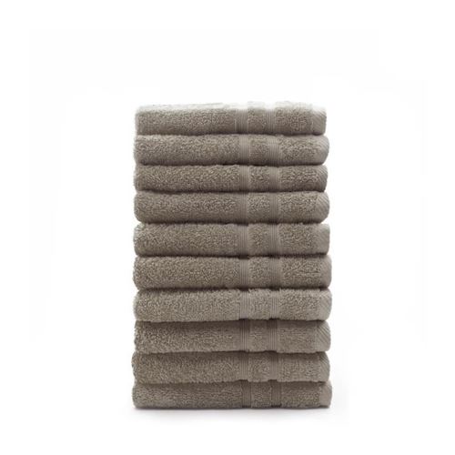 serviette de bain - drap de bain lot de 10 serviettes de toilette mastic - 100% coton - 50 x 100 cm