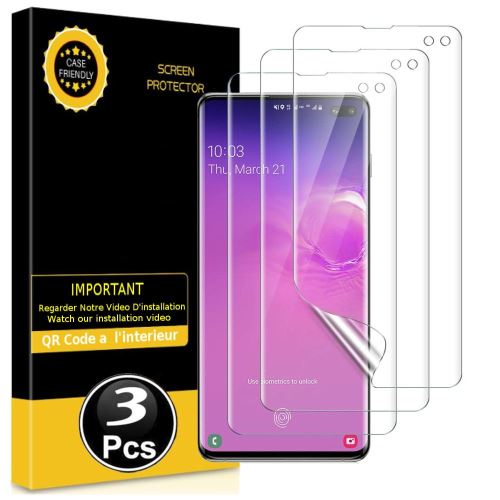 Protection écran pour Samsung Galaxy S10 - [3 Pièces] [Couverture Totale] [Sans Bulles] [Protege les Bords] [Transparent]