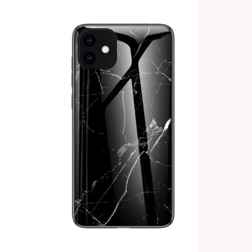 Coque en verre trempé antichoc marbre pour Apple iPhone 11 (6.1) - Noir