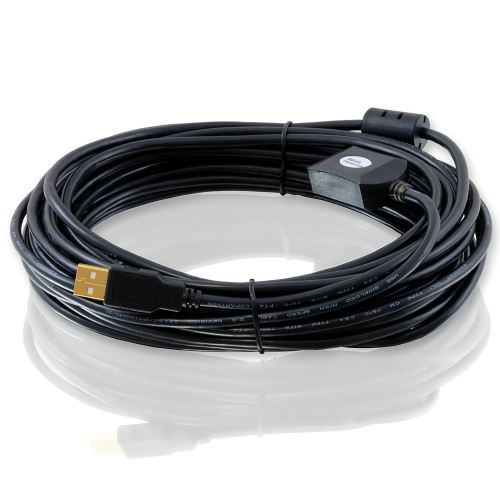 CSL – 10m (mètres) câble de rallonge USB 2.0 avec amplificateur actif /  répéteur extensible contacts dorés noir
