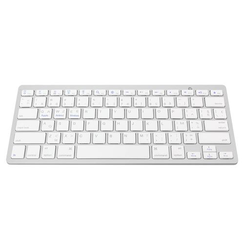 Clavier Bluetooth sans fil AZERTY M&eacute;canisme &agrave; ciseaux Temps r&eacute;ponse 0.2s Blanc