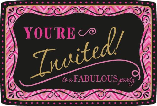 Amscan invitations Born To Be Fabulous 15,5 x 10 cm 8 pièces