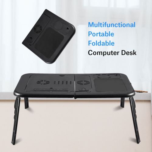 Support de bureau de table de lit pliant portable réglable pour ordinateur PC (noir)