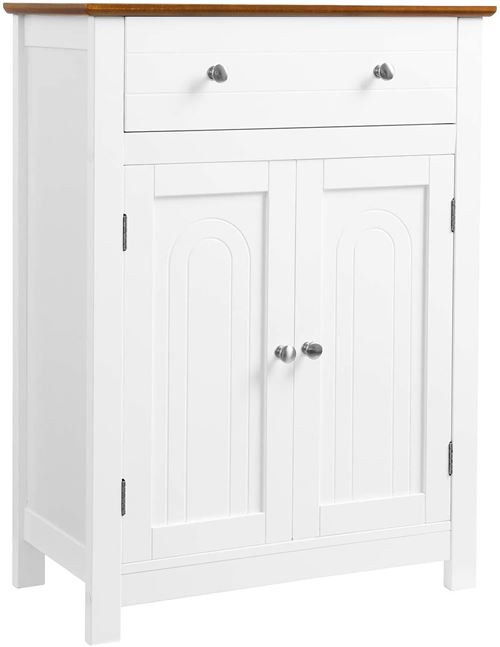 Meuble salle de bain buffet rangement surface bois 60 x 30 cm blanc
