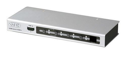 Aten VS481 A – Switch de vidéo (HDMI, 200 x 80 x 25 mm, 470 g, 2,4 W) Noir, Argent