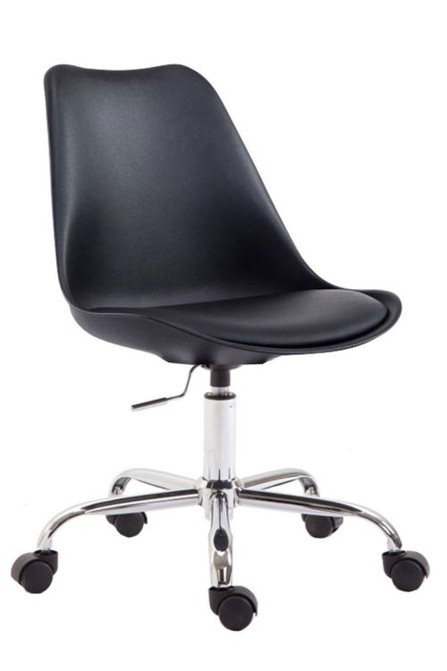 Chaise de Bureau Toulouse avec Coque en Plastique -Revêtement Similicuir - Réglable en Hauteur et Pivotante- Couleur Noir