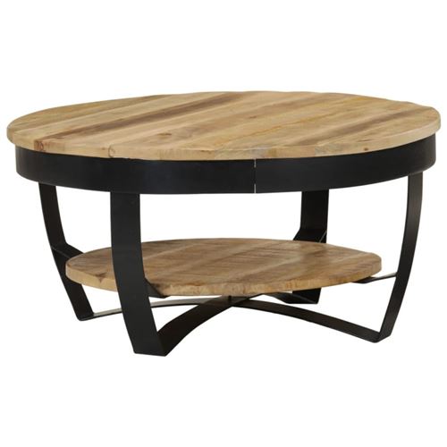Vidaxl Brun Table Basse Bois Massif De Manguier 65 X 32 Cm - Image 1
