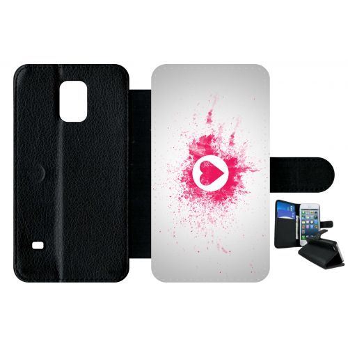 Etui à rabat samsung galaxy s5 motif coeur amour