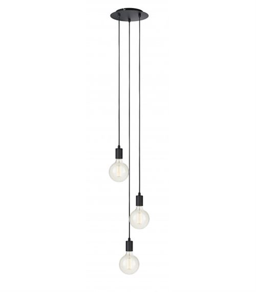 Suspension cascade 3 lumières en métal diamètre 25cm SKY noir noir