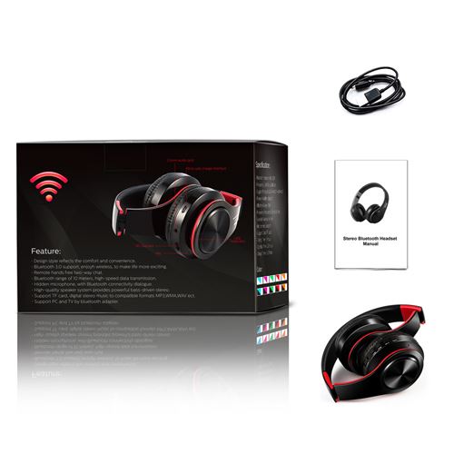 Casque sans fil Casque Bluetooth Over-ear avec LED, casque stéréo sans fil  et filaire pliable Micro Tf, fm pour téléphone portable, pc, cache-oreilles  doux et Li