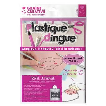 Plastique fou 5 feuilles 26,2 x 20,2 cm - Couleurs pastel - Graine Créative