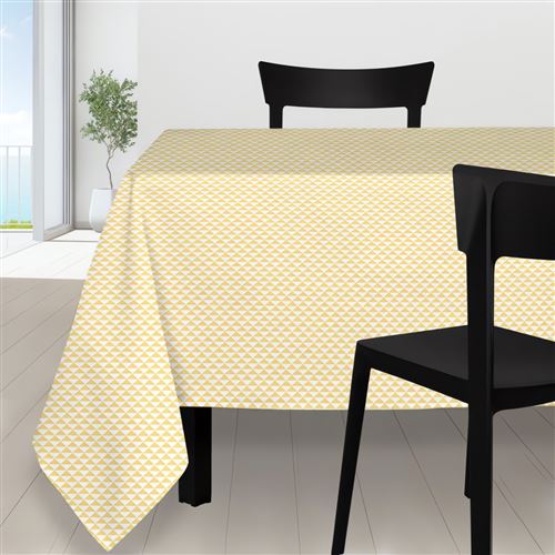 SOLEIL D'OCRE Nappe carrée Palmier - 180x180 cm - Jaune