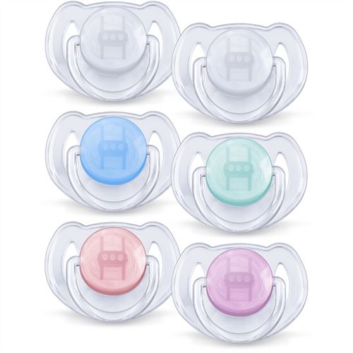Lot de 2 sucettes transparentes silicone 6-18 mois - philips avent