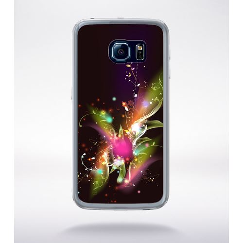 Coque Décor Abstrait Feuille Arabesque Compatible Samsung Galaxy S6 Edge Transparent