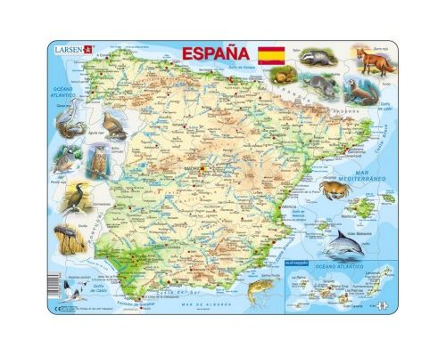 Puzzle 58 Pièces : Puzzle Cadre - Carte de l'Espagne (en Espagnol), Larsen