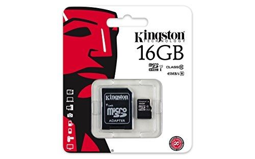 Kingston sdc10g2 16gb carte microsd de 16gb (classe 10 uhs-i 45mb s) avec adaptateur sd