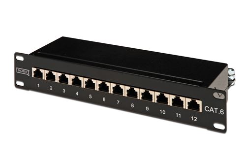 KOMELEC Panneau de brassage ethernet rj45 12 ports 10' 1u rackable cat6 blind&eacute; 