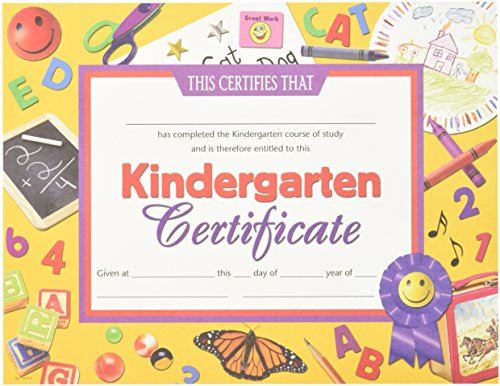 HAYES SCHOOL PUBLISHING VA701 Kindergarten Certificate, 8-12 x 11 Size, Paper, 0.3 Height, 8.3 Width, 11 Length (Pack of 30)