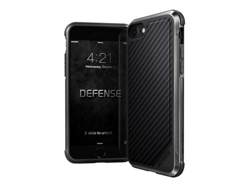 X-Doria Defense Lux - Achterzijde behuizing voor mobiele telefoon - robuust - metaal, polycarbonaat - carbon-zwart - voor Apple iPhone 7, 8