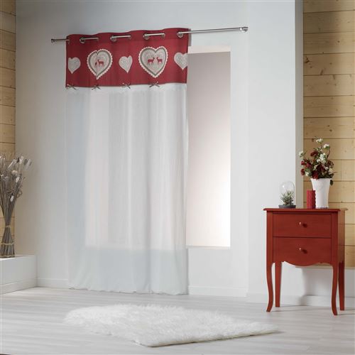 Panneau a oeillets 140 x 240 cm voile+top coton+fantaisie edelweiss Rouge