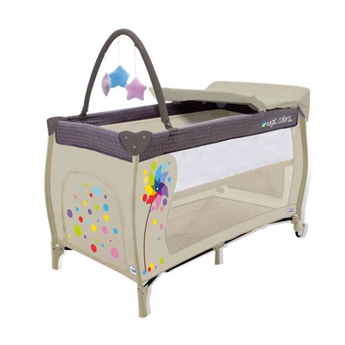 Lit pliant Baby Fox collection 'Windmill' avec arche et table à langer - Beige