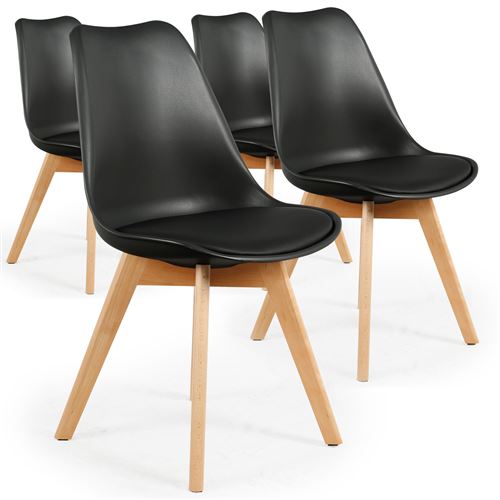 Lot de 4 chaises style scandinave Bovary Noir