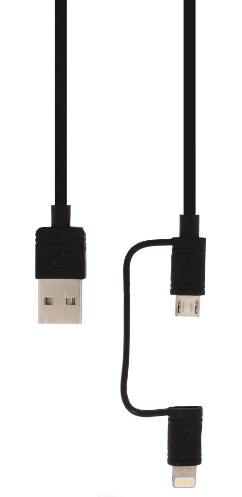 Mobilize MOB-21295 Câble de données et de charge 2 en 1 USB Adaptateur Micro-b Mâle + Lightning - Adaptateur Usb A mâle 1,50 m, noir