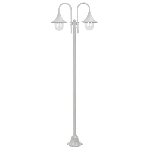 VidaXL Lampadaire de jardin E27 220 cm Aluminium 2 lanternes Blanc