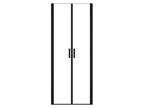 Porte de douche battante - 70 x 195 cm - Noir mat - Verre trempé - SARASOTA