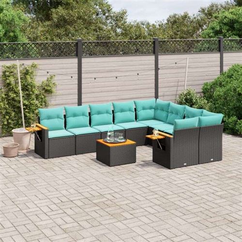Non Communiqué Noir Salon De Jardin Modulable Vidaxl Rotin 10 Pieces