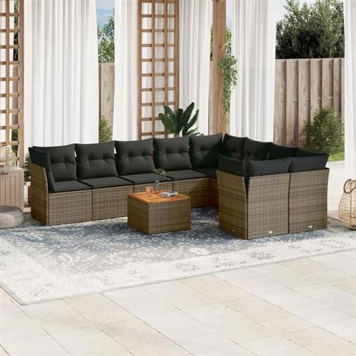 VIDAXL - Salon de Jardin - 10 Pièces - Gris - Image 2