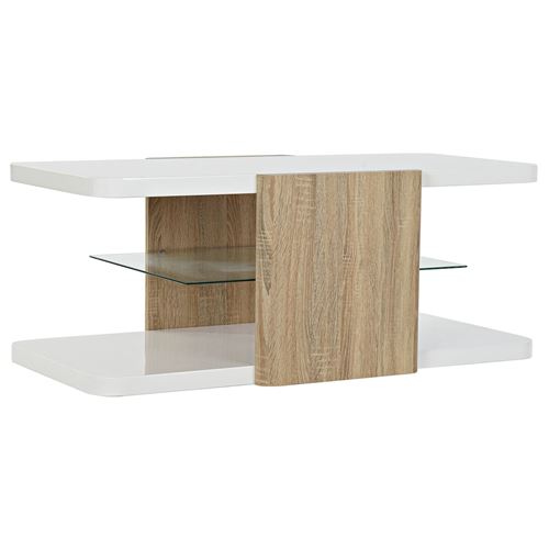 Table d'appoint DKD Home Decor Blanc Marron Verre Bois MDF 110 x 60 x 45 cm