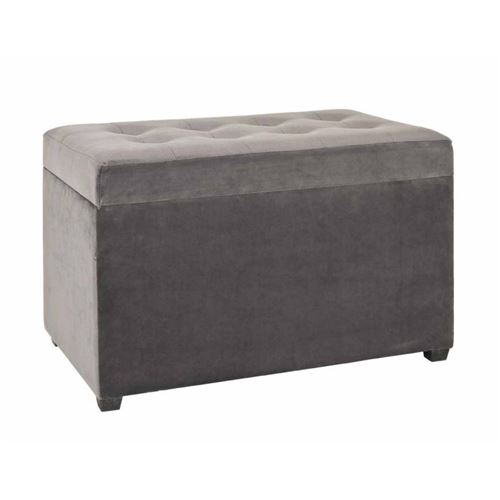 Coffre de rangement en velours gris - 65 x 40 x 42 cm