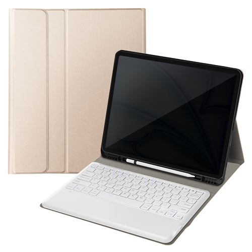 Clavier QWERTY Bluetooth pour iPad Pro 12.9 et Air 13 avec Etui Clapet Dor&eacute;e