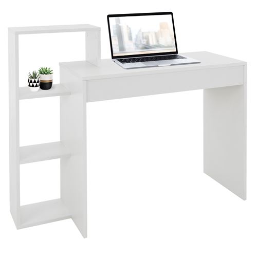ML-Design - Bureau avec 3 Étagères de Rangement - Table de Travail - Blanc - Image 2