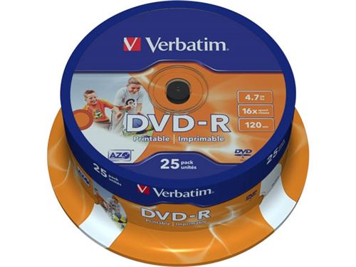 Verbatim - 25 x DVD-R - 4.7 Go 16x - surface imprimable photo large - spindle