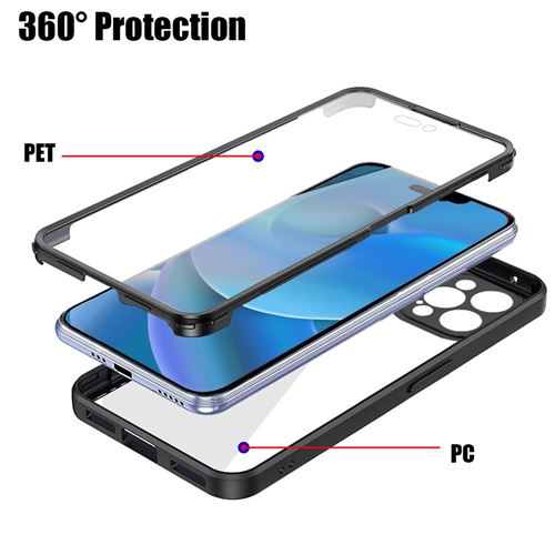 Coque 360 Pour IPhone 15/16 Pro/Pro Max - Noire, Magnétique, Anti-choc, Neuve