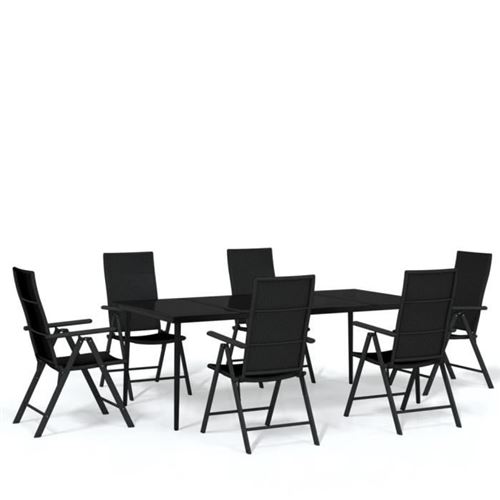 Non Communiqué Noir Ensemble De Salle À Manger De Jardin, Vidaxl 7 Pcs