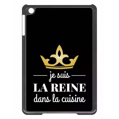 Coque tablette My-Kase pour iPad mini 2 - je suis la reine dans la cuisine fond noir - Plastique Noir