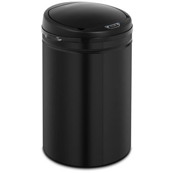 Poubelle Automatique 30L Avec Capteur Infrarouge - Noir Acier Mat, Ouverture Sans Contact, Anneau Pour Sac