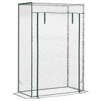 Serre De Jardin 100x50x150 Cm Transparente - Porte Zippée, Structure Acier, Protection Tomates Et Plantes