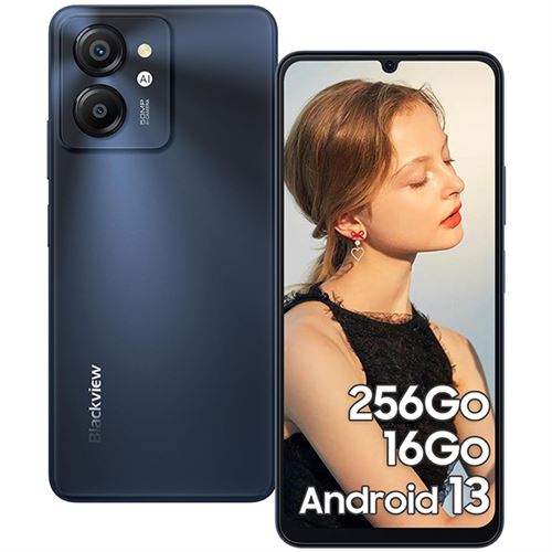 Blackview COLOR 8 Smartphone Débloqué 16 Go+256 Go 6.52 50MP+8MP 6000mAh Android 13 Telephone Double SIM 4G GPS - Gris