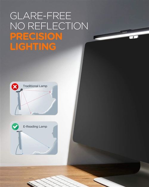 Screenbar LED USB Pro Lampe de bureau Anti-lumière Bleue Asymétrique 45°  Baseus - Lampe connectée - Achat & prix