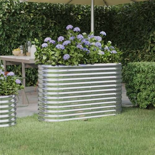 vidaXL Lit Surélevé de Jardin Pot à Fleurs Boîte à Plantes Lit Surélevé Patio Terrasse Extérieur Acier Enduit de Poudre 318892