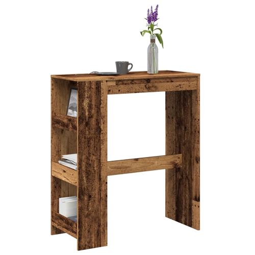 Vidaxl Table De Bar Avec Étagères Vieux Bois D'ingénierie - Image 2