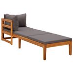 Chaise longue avec 1 accoudoir Gris foncé Bois d acacia solide